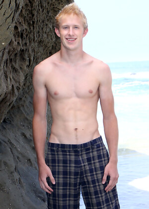 Blond twink Neal jerking off