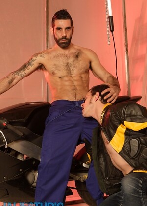 Horny gay bikers David Torres and Tony Duque give each other oral pleasure