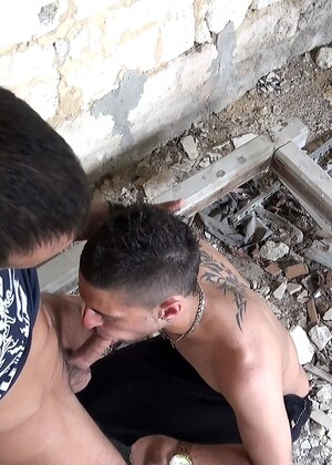 Gay bodybuilder Stany Falcone has doggystyle anal sex with a hot bottom