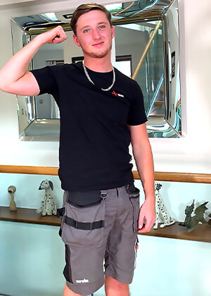 Young Straight Electrician Wanks his Rock Hard Uncut Cock & Cums Using his Tools!