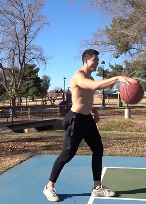 Tall Jock Sean Lee Shoots Some Hoops and Jerks His Uncut COCK