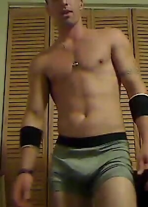 Dancing Guy With Cool Bands Jerks His Aggressive Cock.