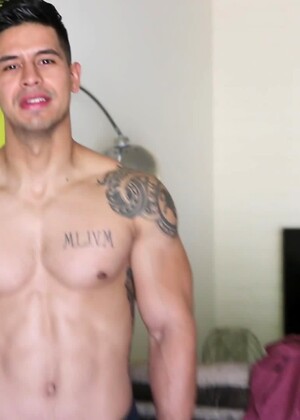Buff Bodybuilder Mario Cortez Jerks His Uncut COCK