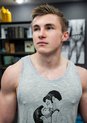 Hot Jock Jake Davis touches his rigid cock
