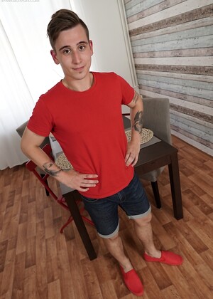Joshua Czech strokes his nice cock while fingering his hairy asshole.