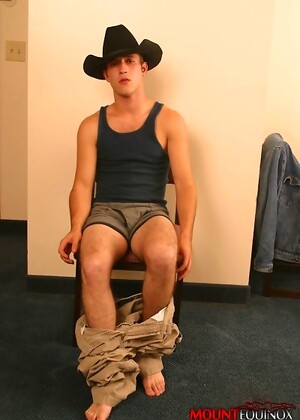 Cute twink in cowboy outfit who loves a nice smoke after sex