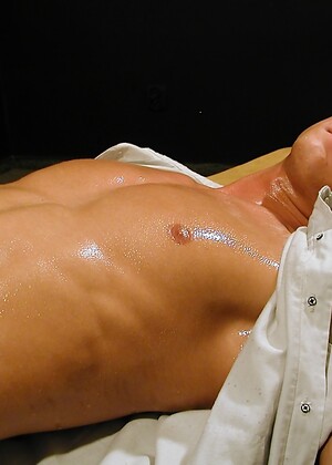 Hard bodied and oiled up Michael Davids busts a nut.