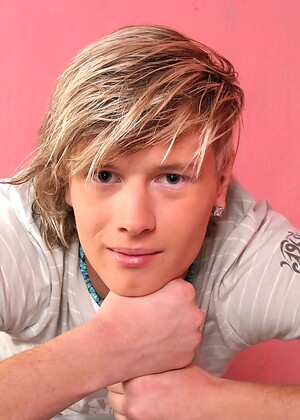 Blonde twink shows his cock