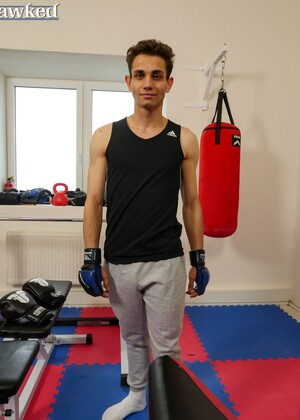 Skinny fighter Lior Hod in a gym