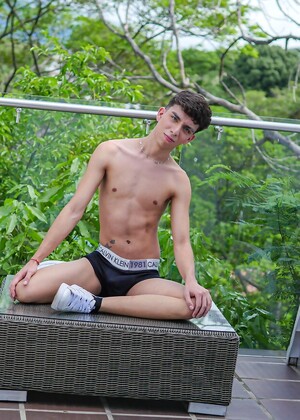 Skinny latino Liam Zuares playing with his uncut dick by BoyFun