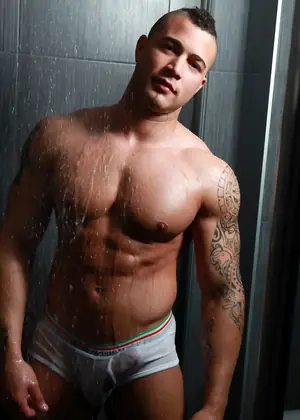 getting hot shower by Male Model