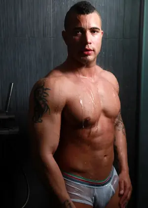 getting hot shower by Male Model