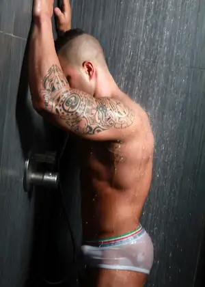 getting hot shower by Male Model